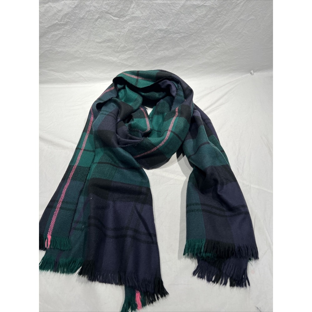 Womens Colorful Check Rectangle Scarf 76x24 Fall Fun Green Pink Black